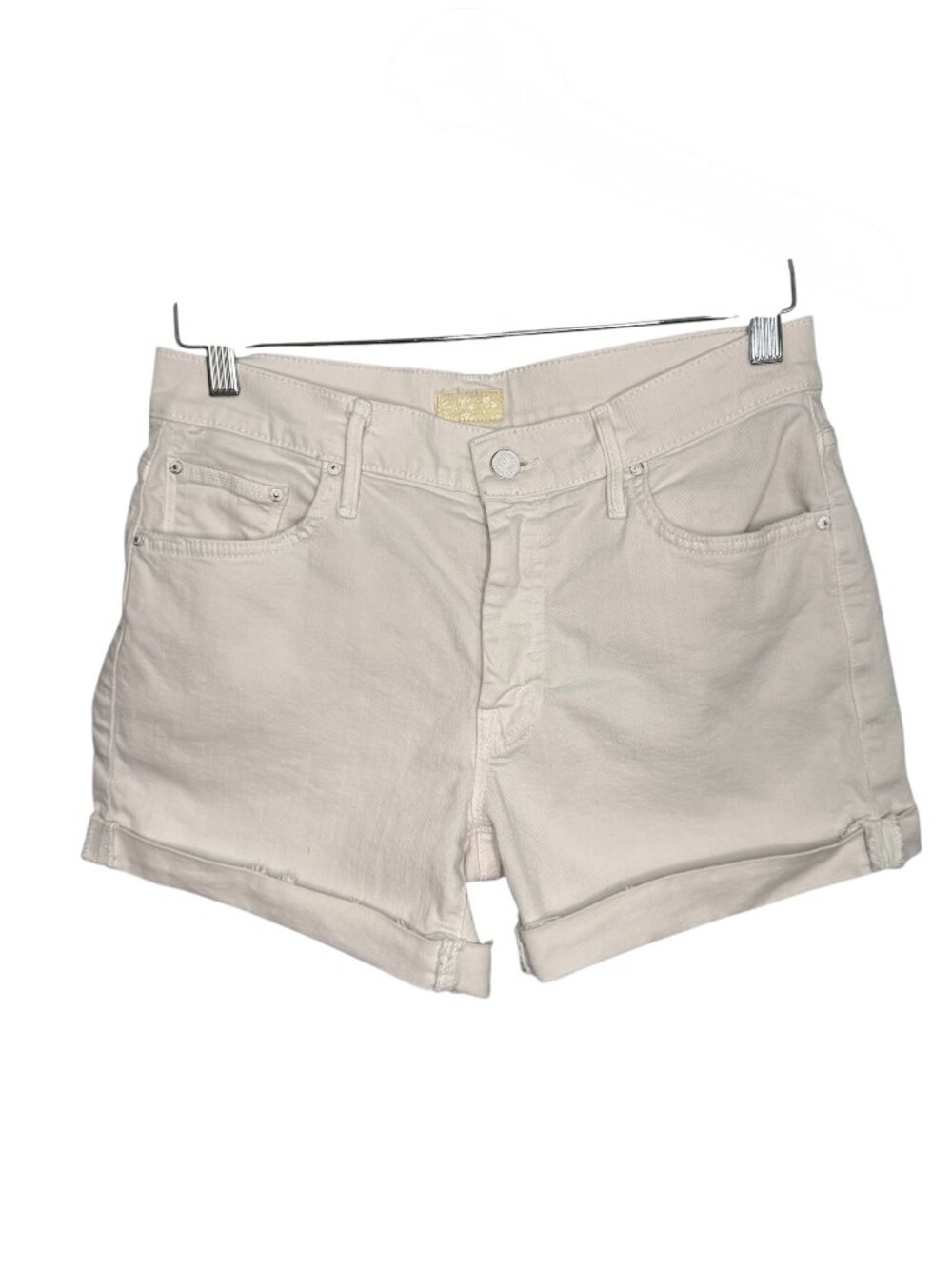 MOTHER The Dropout Cuff Short in Staying Alive –27- Cream - MSRP $228